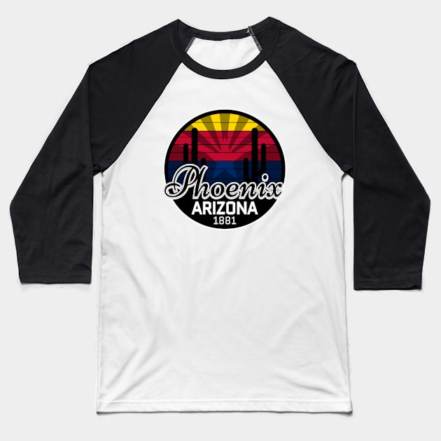 Phoenix Arizona - Vintage Sun Baseball T-Shirt by FLCdesigns